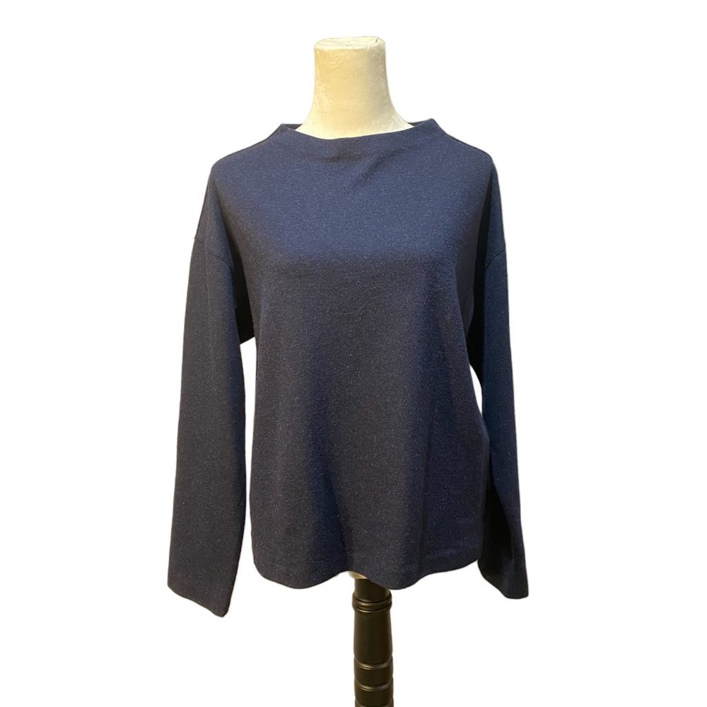 Wool Cotton Knit Boat Neck Sweater by UNIQLO